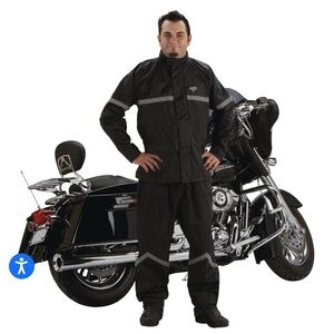 NWT Men's Black 2 Pc Storm Rider Motorcycle Rain Suit